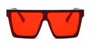 Очки женские солнцезащитные в чехле, квадратная черная оправа, красные стекла