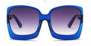 Очки женские солнцезащитные в чехле, квадратная синяя оправа, темные стекла