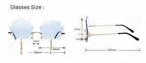 Очки женские солнцезащитные в чехле, стекла в виде ракушек, голубого цвета