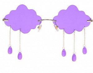 Очки женские солнцезащитные в чехле, стекла в виде дождевых туч, цвет фиолетовый