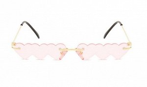 Очки женские солнцезащитные в чехле, стекла в виде трех сердец, цвет розовый