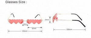 Очки женские солнцезащитные в чехле, стекла в виде трех сердец, цвет розовый