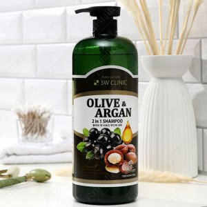 Шампунь для повреждённых волос с маслами арганы и оливы, 3W Clinic Olive &amp; Argan 2IN1 Shampoo