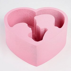 Пенобокс 24?24?10 см кашпо для цветов и подарков "Сердце, влюбленные", розовый