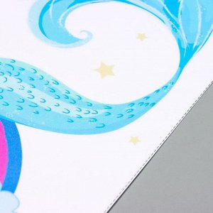 Наклейка пластик интерьерная цветная "Спящая русалочка на радуге" 30х30 см