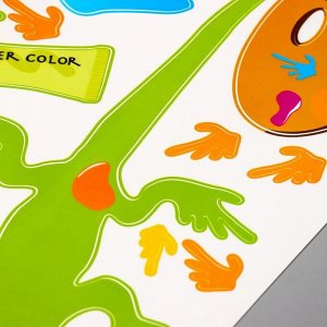 Наклейка пластик интерьерная цветная "Зелёные ящерицы и краски" 50х70 см