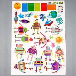 Наклейка пластик интерьерная цветная "Роботы" 50х70 см