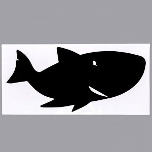 Наклейка пластик интерьерная чёрная грифельная "Акула" 28х60 см