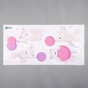 Наклейка пластик интерьерная цветная "Лисята и воздушные шарики" 30х60 см