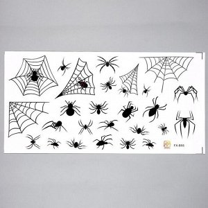 Наклейка пластик интерьерная чёрная "Пауки и паутина" 30х60 см Хэллоуин