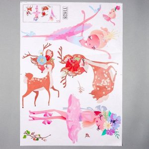 Наклейка пластик интерьерная цветная "Балерины и олешки" 50х70 см