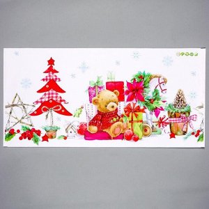 Наклейка пластик интерьерная цветная "Мишка с новогодними подарками" 30х60 см