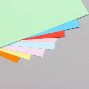Цветная бумага А4 тонированная (набор 8 лист) 8 цв в папке "Разноцветные квадраты" 80 гр/м2