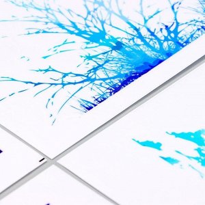 Наклейка пластик интерьерная цветная "Деревья оттенки синего" 25х35 см набор 4 листа