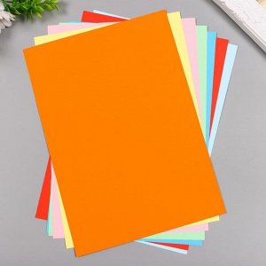 Цветная бумага А4 тонированная (набор 8 лист) 8 цв. в папке "Яркие цветы" 80 гр/м2