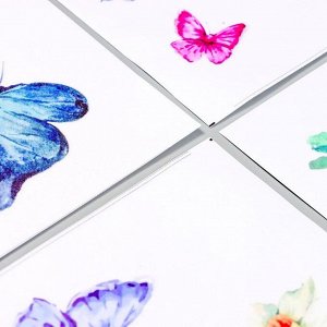 Наклейка пластик интерьерная цветная "Цветы в горшочках с бабочками" 25х35 см набор 4 листа   677036