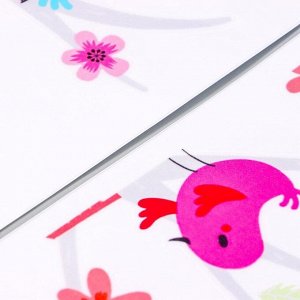 Наклейка пластик интерьерная цветная "Птички на дереве с цветами" 25х35 см набор 4 листа