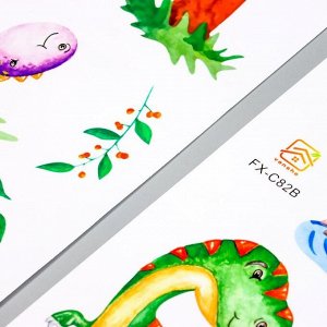 Наклейка пластик интерьерная цветная "Малыши динозавры" 30х90 см набор 2 листа