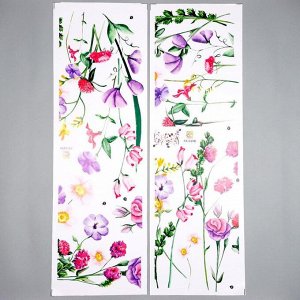 Наклейка пластик интерьерная цветная "Сиреневые цветы" 30х90 см набор 2 листа