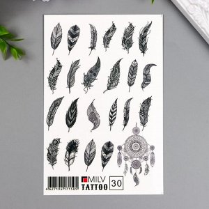Татуировка на тело "Чёрные перья" 10х15 см 7025974