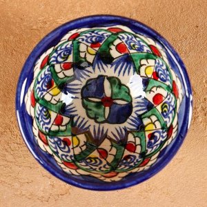 Пиала узбекская Риштанская Керамика «Узоры», 110 мл, d=8.5 см, синяя МИКС