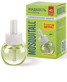 MOSQUITALL Жидкость от комаров для фумигатора "Универсальная защита" БЕЗ ЗАПАХА, 45 ночей, 30мл