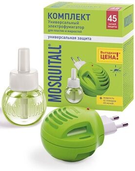 MOSQUITALL Комплект  Прибор с диодом + жидк. 45 ночей "Универсальная защита" от комаров