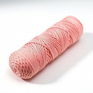 Шнур для вязания без сердечника 100% полиэфир, ширина 3мм 100м/210гр, (134 св. розовый)