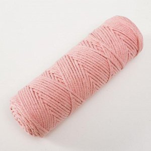 Шнур для вязания без сердечника 100% хлопок, ширина 3мм 100м/200гр (2194 св. розовый)