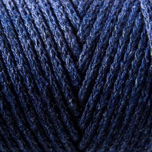 Шнур для вязания без сердечника 100% хлопок, ширина 3мм 100м/200гр (2108 т. Джинс)
