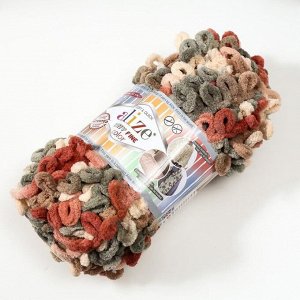 Плюшевая пряжа для вязания руками ALIZE, Puffy Fine Color, 100% микрополиэстер, 14.5 м/100 г, (6039)
