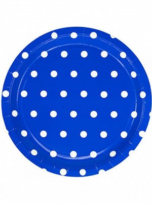 Тарелка бумага Горошек набор 6 шт 23 см цвет синий