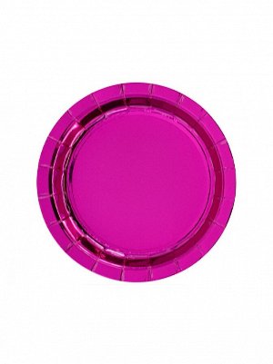 Тарелка фольга набор 6 шт 17 см ярко-розовая