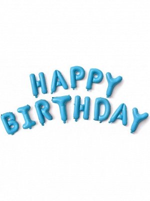 Фольга шар фигура надпись мини Happy Birthday 16"/40 см цвет голубой