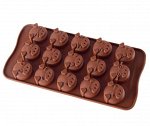 Силиконовая форма для изготовления конфет в форме свинки, цвет коричневый