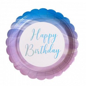 Тарелка бумажная «С днём рождения», набор 6 шт., цвета МИКС