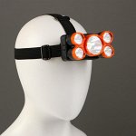 Фонарь налобный, 5 Вт, 800 мАч, 5 led, 4 режима