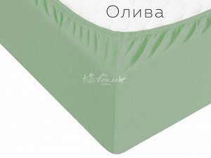 Простыня трикотажная на резинке 90*200*20(олива)