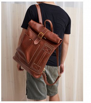 Burgen Большая многофункциональная  мужская сумка из натуральной кожи с очень вместительными отделениями. С возможностью носить как рюкзак. Впереди объемный карман и доп.ручка. Есть внутреннее отделен