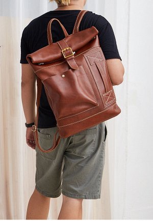 Burgen Большая многофункциональная  мужская сумка из натуральной кожи с очень вместительными отделениями. С возможностью носить как рюкзак. Впереди объемный карман и доп.ручка. Есть внутреннее отделен