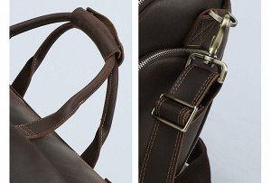 Sulus Уникальная многофункциональная  мужская сумка для спорта и отдыха из плотной натуральной кожи, с вместительным отделением закрытым на молнию. Полное раскрытие. Внутри много карманов и отделений.