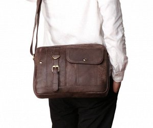 Ardan Многофункциональная элегантная мужская сумка из натуральной кожи для спорта и отдыха с отделением закрытым на молнию. Декорирована планкой с пряжкой. Впереди карманы с клапаном и на кнопке. Имее