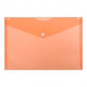 Папка-конверт на кнопке А5, 150 мкм, Calligrata Standard, прозрачная, оранжевая