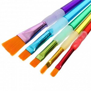 Calligrata Набор кистей нейлон 5 штук, круглые, с цветными ручками, с резиновыми держателями