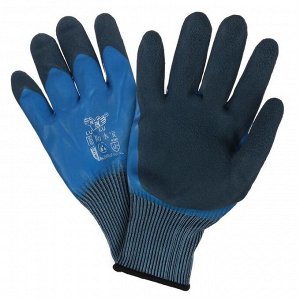 Перчатки нейлоновые, с двойным латексным обливом, размер 10, синие, Greengo
