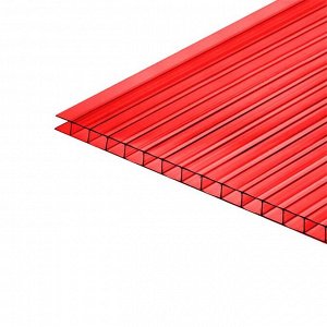 Сотовый поликарбонат, 4 мм, 2,1 ? 6 м, УФ, красный