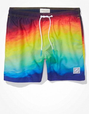 AE 6" Pride Rainbow Tie Dye Swim Trunk