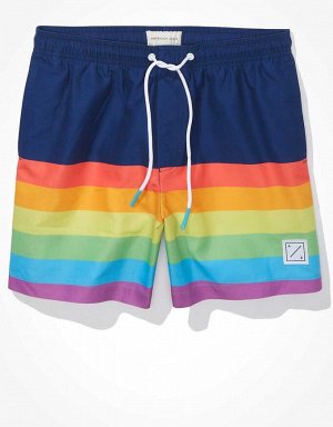 AE 6" Pride Rainbow Stripe Swim Trunk