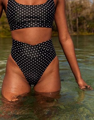 Aerie Printed Crossover High Cut Cheeky Bikini Bottom