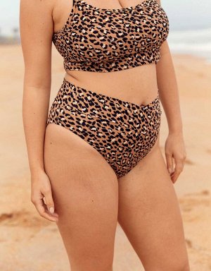 Aerie Leopard Crossover High Cut Cheeky Bikini Bottom